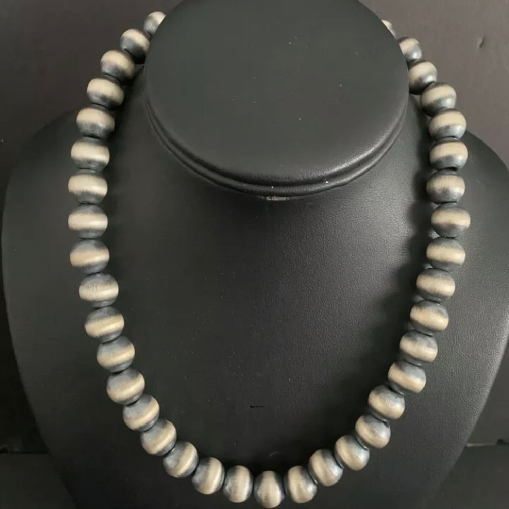 Sterling Silver 11 mm Bead Necklace - Picture 10 of 10